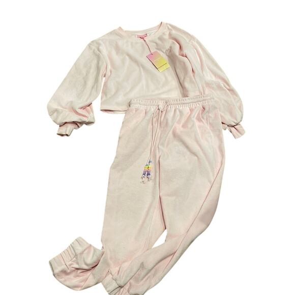 Stoney clover lane terrycloth pink top Small and pants XS nwt - Picture 1 of 7